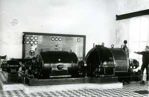 The condensing turbine at the new steam power station of Hovilanhaara paper mill in 1927.