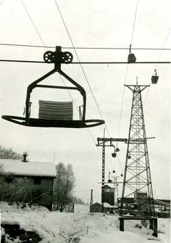An aerial cableway carried chips, coal, sulphur and limestone from the harbour to the works. 