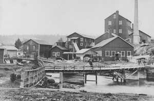 Pulp mill on right, sawmill in centre and Viiala mill on left. End of the 1880s.