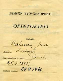 Jussi Hakosen opintokirja 1946