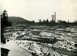   Paper wood at Koskikeskinen in 1938. Photo: Foto Roos.