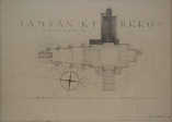   Alvar Aallon suunnitelmassa palaneen kirkon paikalle on sijoitettu aukio, joka päätyy kellotapuliin. Aalto nimittää aukiota kirkkotoriksi. Piirustus Jämsän seurakunnan arkistossa.