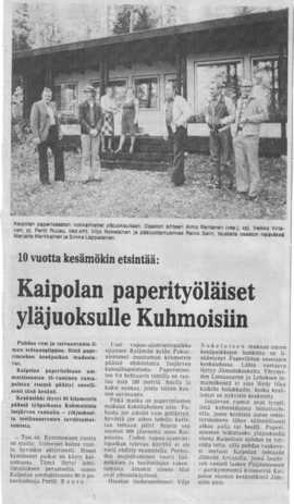 Keskisuomalainen 1977. Artikkeli osaston lomapaikan hankinnasta.